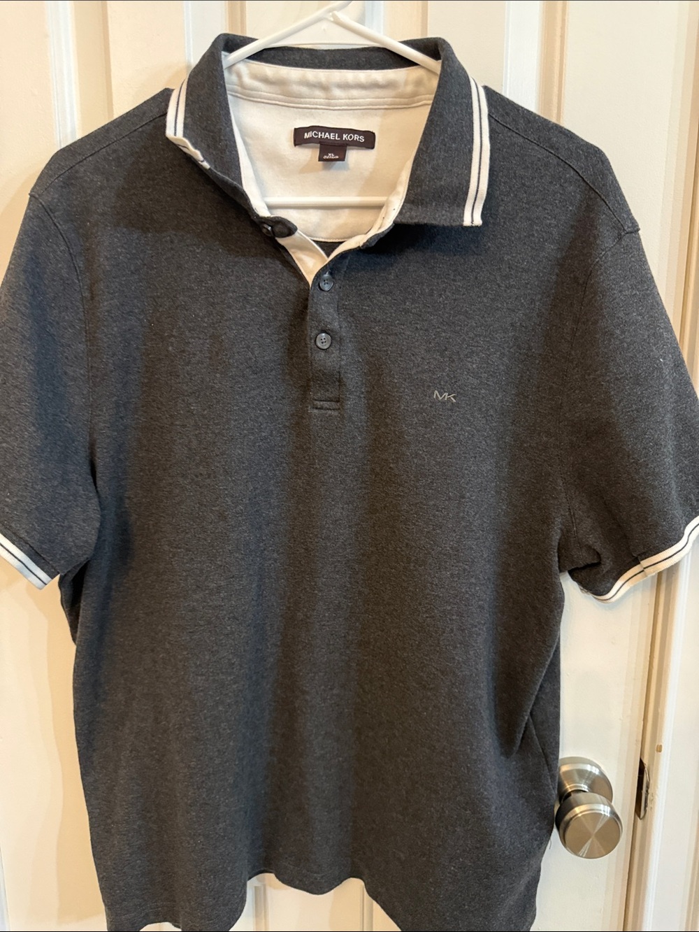 Michael Kors Charcoal Polo with White Trim